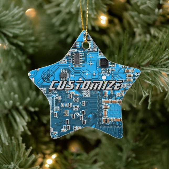 Benutzerdefinierte blaue Leiterplatte für IT-Exper Keramik Ornament (Baum)