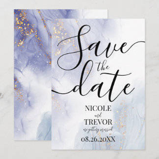 Benutzerdefinierte Blaue Lila Alkohol-Tinte Hochze Save The Date