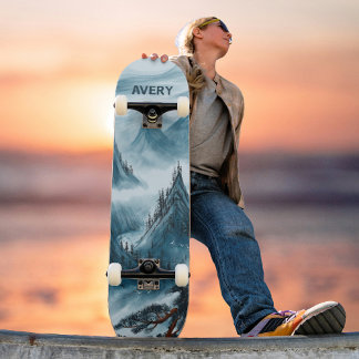 Benutzerdefinierte Blaue Rollende Berge Landschaft Skateboard