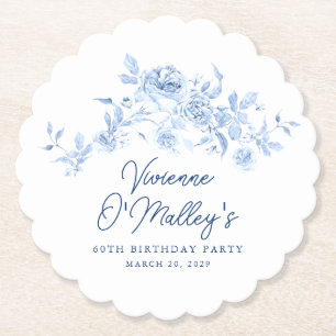 Benutzerdefinierte blaue Rosenblüten zum 60. Gebur Untersetzer