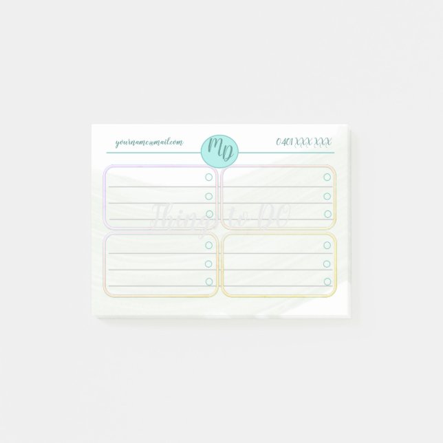 Benutzerdefinierte blaue und grüne Aquarellbilder  Post-it Klebezettel (Vorderseite)