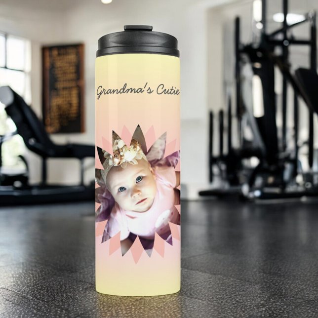 Benutzerdefinierte Blume Form Foto Pastel Ombre Gr Thermosbecher (Custom photo tumbler)