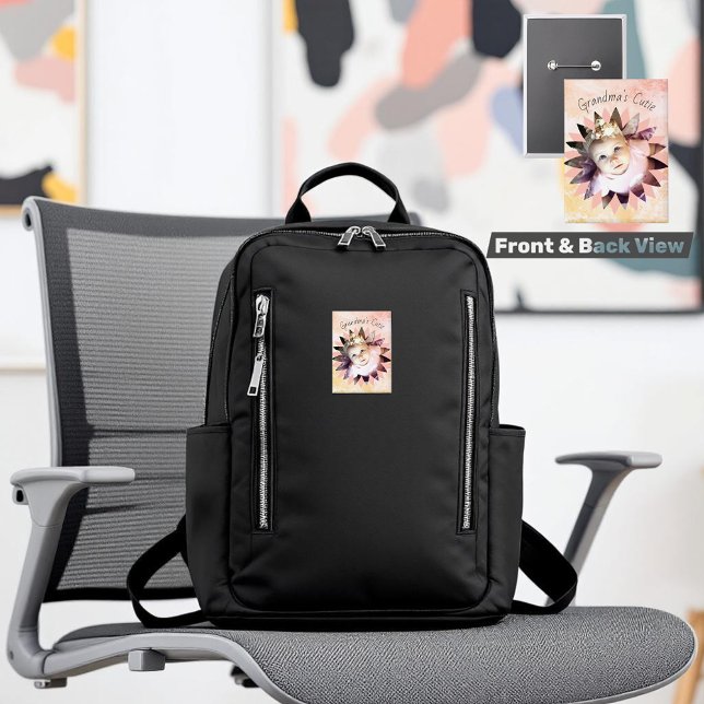 Benutzerdefinierte Blume Form Foto Pastell Wasserf Button (pull back pin / vertical button custom photo & template text)