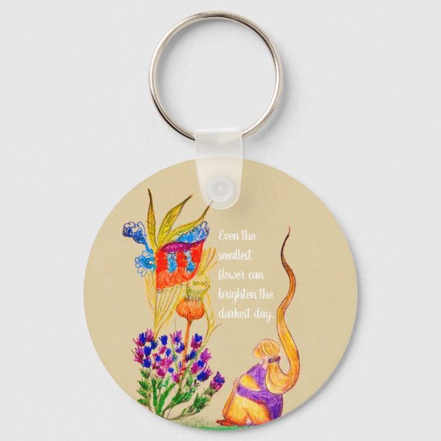 Benutzerdefinierte Blume und Mädchen Schlüsselanhänger (Rückseite)