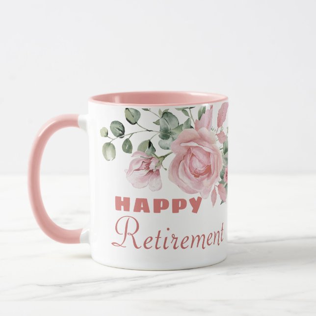 Benutzerdefinierte Blumen Glücklicher Ruhestand  Tasse (Links)