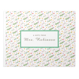 Benutzerdefinierte Blumen | Name Elegante Wildblum Notizblock