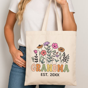 Benutzerdefinierte Blumen-Oma-Tasche, Oma-Geschenk Tragetasche
