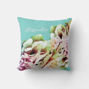 Benutzerdefinierte Blumen Pastell Blau Pink Gelb B Kissen