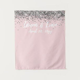 Benutzerdefinierte Blush-Pink-Silber-Hochzeits-Pho Wandteppich