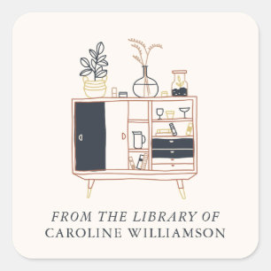 Benutzerdefinierte Boho-Pflanze aus der Bibliothek Quadratischer Aufkleber