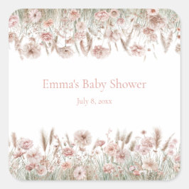 Benutzerdefinierte Boho-Wildblumen-Event-Aufkleber Quadratischer Aufkleber