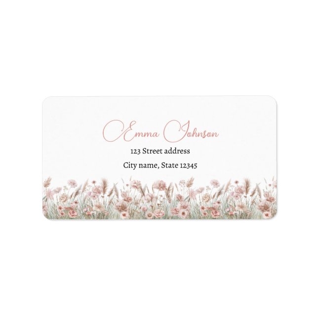 Benutzerdefinierte Boho-Wildblumen-Rücksendeadress Adressaufkleber (Vorne)