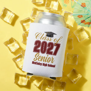 Benutzerdefinierte Bordeaux-Gold-Klasse 2027 Senio Dosenkühler