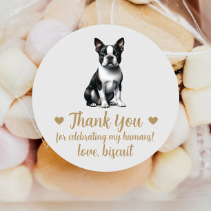 Benutzerdefinierte Boston Terrier Hund Hochzeitsgu Runder Aufkleber