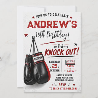 Benutzerdefinierte Boxen Knock Out Geburtstag Einladung