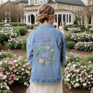 Benutzerdefinierte Braut Blumen Aquarell Wildblume Jeansjacke