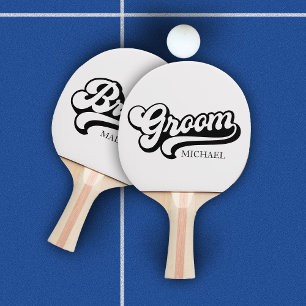 Benutzerdefinierte Braut und Bräutigam Name Vintag Tischtennis Schläger