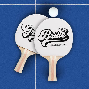 Benutzerdefinierte Braut und Bräutigam Name Vintag Tischtennis Schläger