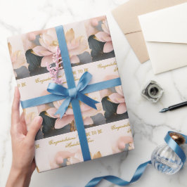 Benutzerdefinierte Brautparty Rosa Lotus Herzliche Geschenkpapier