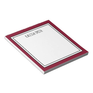 Benutzerdefinierte Burgundy Red White Editable Far Notizblock