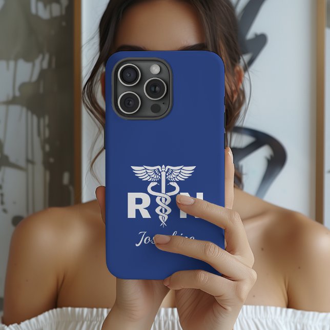Benutzerdefinierte Caduceus RN Krankenschwester Fa iPhone Hülle (personalized nurse birthday gift case, medical healthcare worker gift, thank you gift nurse case)