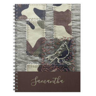 Benutzerdefinierte Camo-Vogel-Patchwork-Optik Brau Notizblock