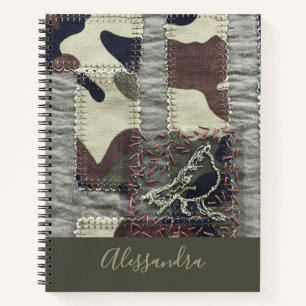 Benutzerdefinierte Camo-Vogel-Patchwork-Optik Natu Notizbuch