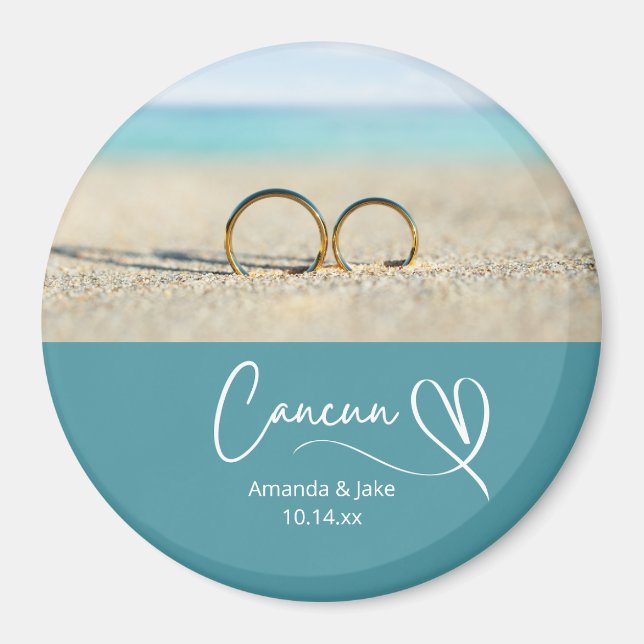 Benutzerdefinierte Cancun Ziel Strandhochzeit Magnet (Vorne)