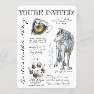 Benutzerdefinierte Canis Lupus Wolf Illustration E Einladung
