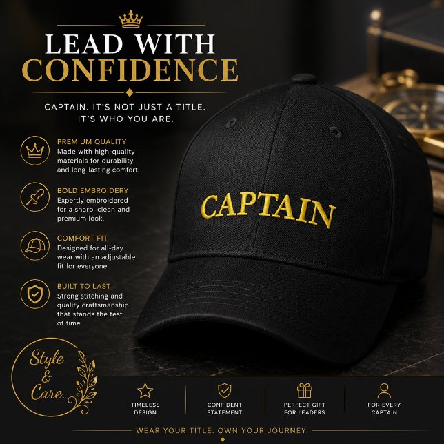 Benutzerdefinierte CAPTAIN bestickte Baseballkappe (Custom CAPTAIN Embroidered Baseball Cap)