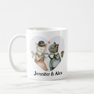 Benutzerdefinierte Cat Couple-Namen Personalisiert Kaffeetasse