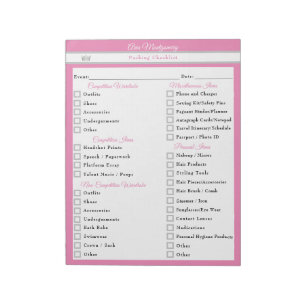 Benutzerdefinierte Checkliste für das Packen von S Notizblock