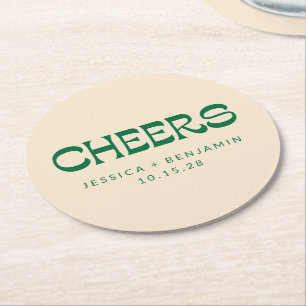 Benutzerdefinierte Cheers Green Art Deco Chic Mode Runder Pappuntersetzer