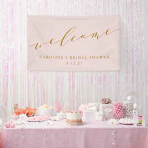 Benutzerdefinierte Chic Elegante Rosa Brautparty W Banner