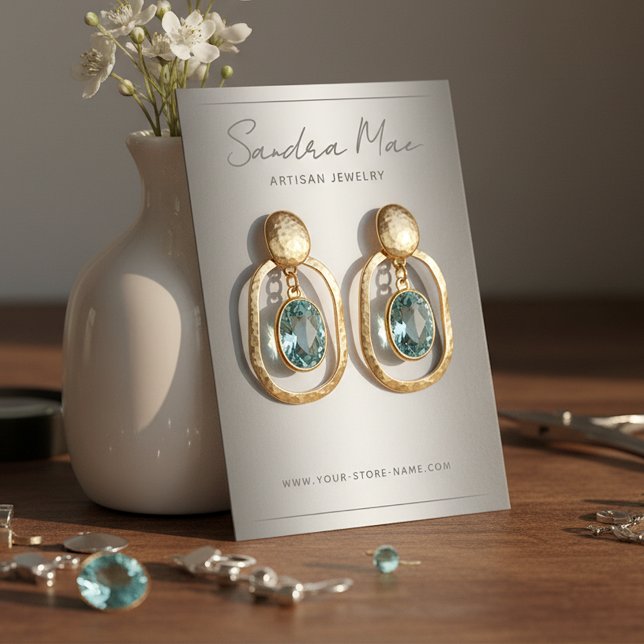 Benutzerdefinierte Chic Grau Schwarz Weiß Schmucka Visitenkarte (Von Creator hochgeladen)