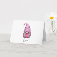 Benutzerdefinierte Chic Pink Gnome-Abschluss-Karte