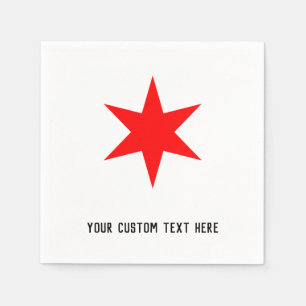 Benutzerdefinierte Chicago-Flagge rote 6-zackige S Serviette