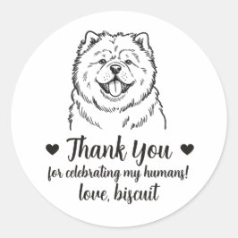 Benutzerdefinierte Chow Chow-Hunde-Hochzeitsgesche Runder Aufkleber