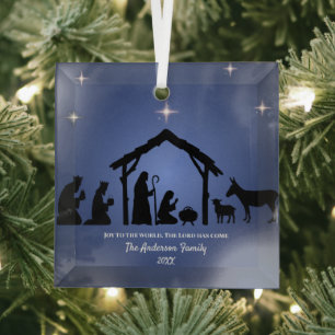 Benutzerdefinierte christliche Weihnachtsgeschicht Ornament Aus Glas