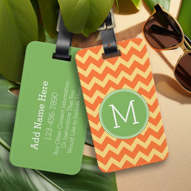 Benutzerdefinierte Citrusfarben - Monogramm des Zi Gepäckanhänger (Custom Monogram Luggage Tag)