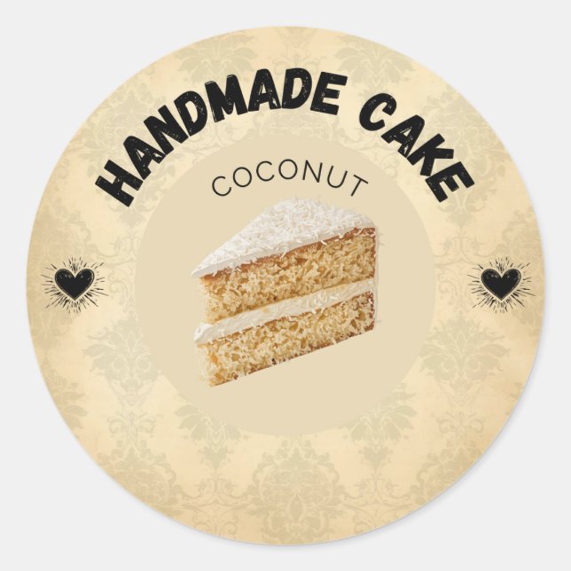 Benutzerdefinierte Coconut Cake Labels | Personali Runder Aufkleber (Vorderseite)