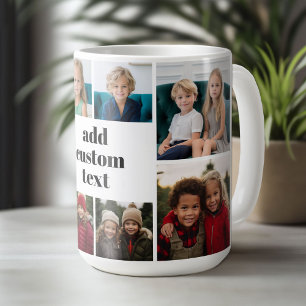 Benutzerdefinierte Collage 8 Fotos - weiß mit schw Kaffeetasse