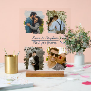 Benutzerdefinierte Collage mit Foto von Paaren und Acrylschild