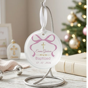 Benutzerdefinierte Coquette-Schleife Taufe Persona Ornament Aus Glas