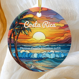 Benutzerdefinierte Costa Rica Familienreise Faux-B Keramik Ornament