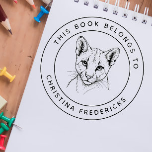 Benutzerdefinierte Cougar-Katze Dieses Buch gehört Permastempel