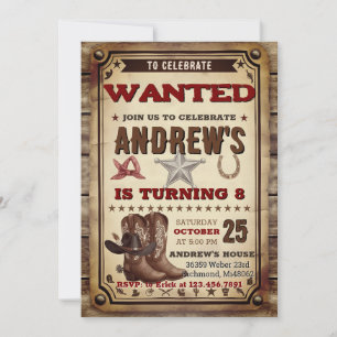 Benutzerdefinierte Cowboy Country Western Geburtst Einladung
