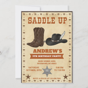Benutzerdefinierte Cowboy Western Theme Geburtstag Einladung