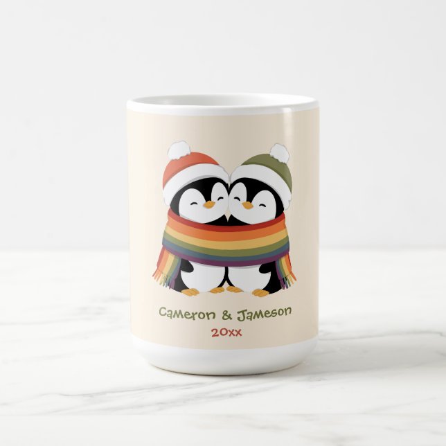 Benutzerdefinierte Cozy Pride Pinguine Weihnachten Kaffeetasse (Mittel)