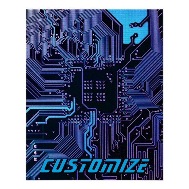 Benutzerdefinierte Cyber Blue PCB-Schaltplatine Te Poster (Vorderseite)